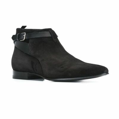 Handmade men black color suede and leather jodhpurs boot,men black dress shoes - Thumbnail 2