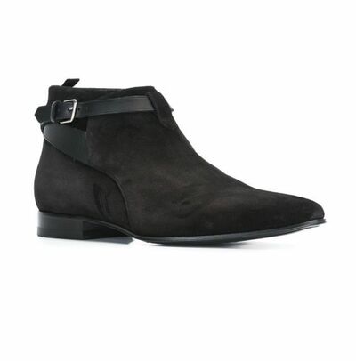 Handmade men Black color suede and leather Jodhpurs boot,Men black dress shoes