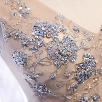 sexy Backless Sleeveless Gray Party Dresses V Neck Fairy Applique Prom Dresses - Thumbnail 3