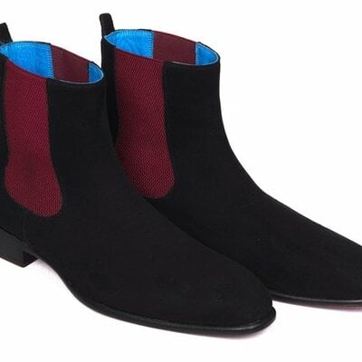 New handmade mens black suede chelsea boots - Thumbnail 2