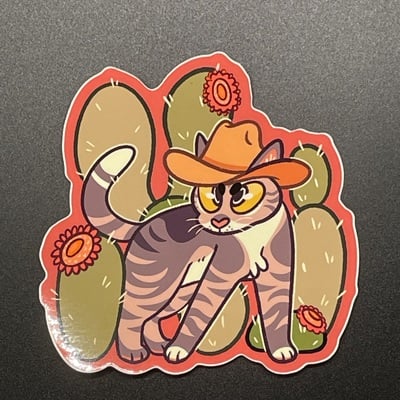 Cactus cat vinyl sticker