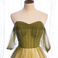 green Evening Dress, Temperament Long Fairy Dress, Elegant Party Dress - Thumbnail 1