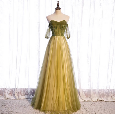 green Evening Dress, Temperament Long Fairy Dress, Elegant Party Dress