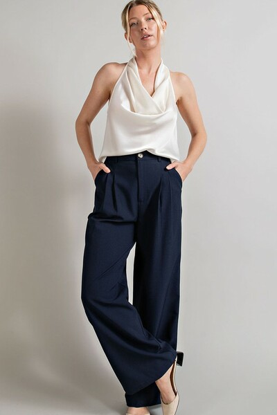 Navy Wide Leg Pants