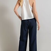 Navy Wide Leg Pants - Thumbnail 1
