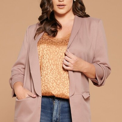 Plus taupe collared blazer