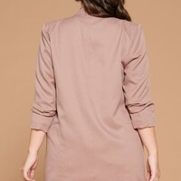 Plus Taupe Collared Blazer - Thumbnail 1
