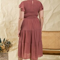 Plus Smocked Midi Dress - Thumbnail 1
