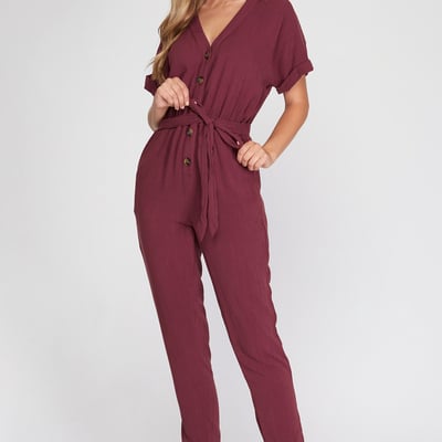Plum button front jumper