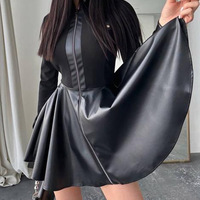 Zipper Pocket Spliced Long Sleeve Dress - Thumbnail 4