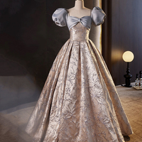 Beautiful Satin Long Prom Dress, A-Line Short Sleeve Evening Party Dress - Thumbnail 3