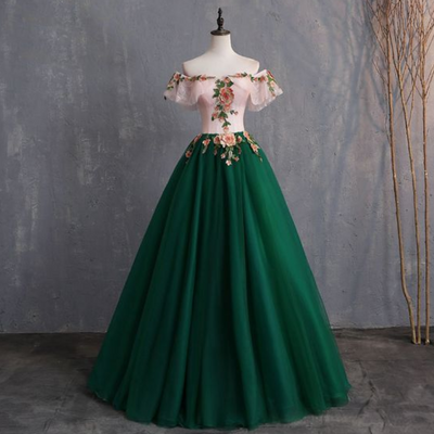 Appliques lace off-the-shoulder short sleeve backless floor-length / long formal dresses