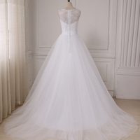 tulle A-line Lace Wedding Dresses Cap Sleeve Wedding Gowns - Thumbnail 1
