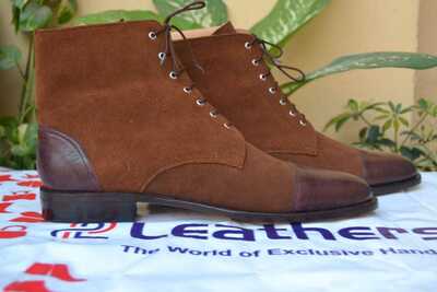 Handmade Men Boots,Leather Boot,men High ankle shoes,leather and suede men shoes