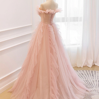 Pink Tulle Prom Dress Princess Formal Evening Gown - Thumbnail 1