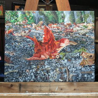 "First Signs Of Fall", Original Acrylic Painting By N.E.Thompson, Artwork Size 16x20 inches - Thumbnail 1