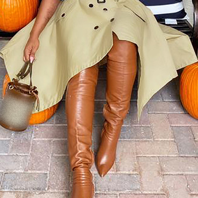 Solid color khaki irregular skirt