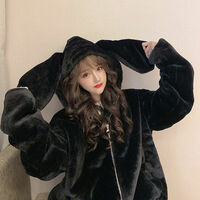 Rabbit ears hooded lamb plush coat - Thumbnail 2