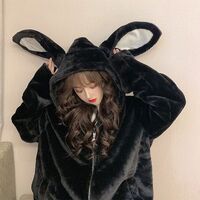Rabbit ears hooded lamb plush coat - Thumbnail 1