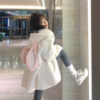 Rabbit ears hooded lamb plush coat - Thumbnail 7