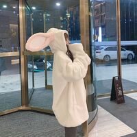 Rabbit ears hooded lamb plush coat - Thumbnail 8