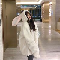 Rabbit ears hooded lamb plush coat - Thumbnail 9