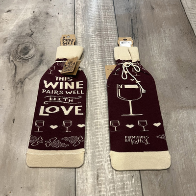 This wine pairs well with love- wine bottle sleeves