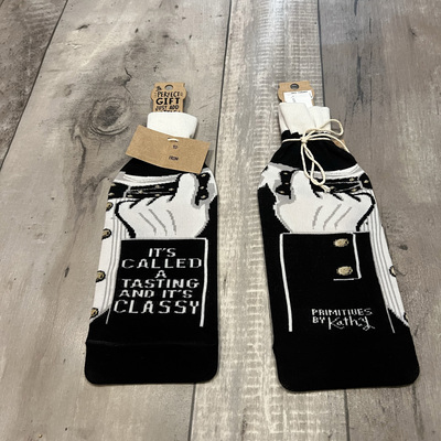 It's called a tasting and it's classy- wine bottle sleeves