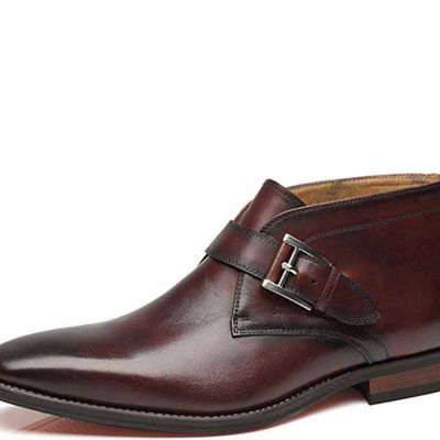 Dark marron tone premium leather buckle strap chukka customized stylish boots - Thumbnail 4