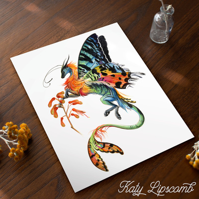 Madagascar sunset moth dragon - print - Thumbnail 4