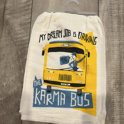 Karma bus-  tea towel