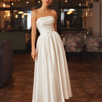 A-line short wedding gown strapless bodice