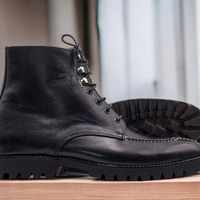  Ankle High Men's Black Split Toe Lace Up Rubber Sole Boot, Fashion Boot - Thumbnail 2