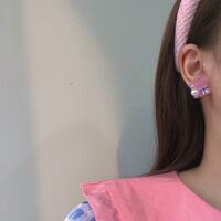 Sweet Pink Rose Flower Stud Earrings - Thumbnail 2