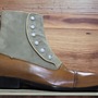 Handmade Men's Button Top Cap Toe Suede Two Tone Ankle High Boot, Luxury Boot-1