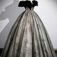 Black Velvet and Sequins Long Prom Dress, Black Off the Shoulder A Line Evening Dress KPP1607 - Thumbnail 1