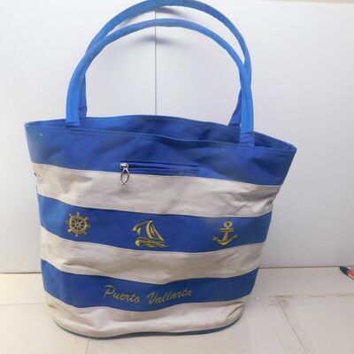 Sailboat sailing beach canvass handbag  carry bag w/zippers  & tote