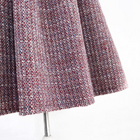 Women Wine Red Wool Blend Winter Skirt Houndstooth Pleated Midi Skirt Outfit Full Pleated Party Skirt Plus Size Midi Wool Party Skirt Custom Plus Size - Thumbnail 8