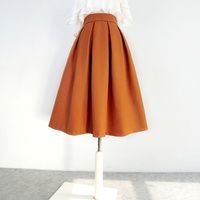  Women Winter Rust Color Skirt Outfit High Waisted Woolen Holiday Party Skirt Warm Custom Plus Size Christmas Skirt Outfit - Thumbnail 2