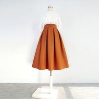  Women Winter Rust Color Skirt Outfit High Waisted Woolen Holiday Party Skirt Warm Custom Plus Size Christmas Skirt Outfit - Thumbnail 6