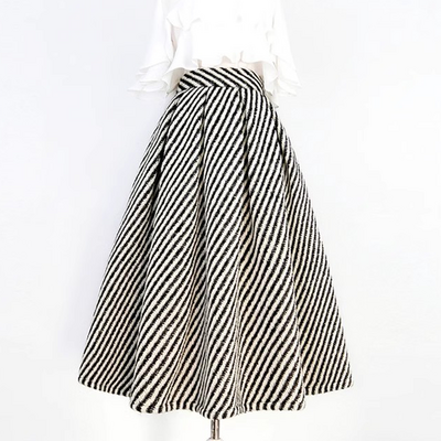 Women white black striped skirt women winter high waisted classic midi holiday skirt outfit custom plus size
