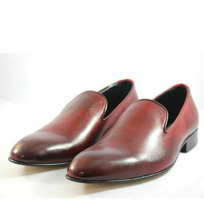 Men's burgundy color casual wear loafer slippers real leather handcrafted shoes - Thumbnail 3