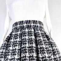 Winter White Black Houndstooth Midi Pleated Skirt Women Woolen Holiday Party Skirt Outfit Custom Plus Size Pleated Skirt - Thumbnail 5