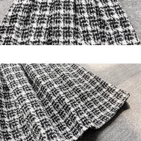 Winter White Black Houndstooth Midi Pleated Skirt Women Woolen Holiday Party Skirt Outfit Custom Plus Size Pleated Skirt - Thumbnail 6