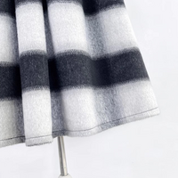 Winter Striped Midi Pleated Skirt Women Warm Pleated Holiday Skirt Outfit Wool-blend Party Midi Skirt Plus Size - Thumbnail 7