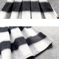 Winter Striped Midi Pleated Skirt Women Warm Pleated Holiday Skirt Outfit Wool-blend Party Midi Skirt Plus Size - Thumbnail 3