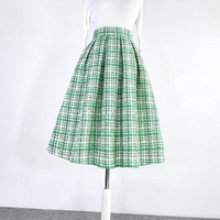 GREEN Houndstooth Skirt Outfit Woolen Party Skirt Houndstooth Pleated Midi Party Skirt Green Midi Wool Party Skirt Custom Plus Size - Thumbnail 5