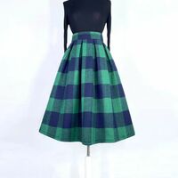 PINK Plaid Winter Party Skirt Outfit High Waist A-line Pleated Midi Pleated Skirt Warm Midi Party Skirt Custom  Plus Size - Thumbnail 8