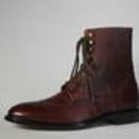 Handmade Men's Brown Colour Pure Calf Leather Wing Tip Brogue Ankle High Dress Lace Up Boots - Thumbnail 3