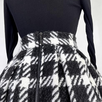 Women Black Plaid Pleated Skirt Holiday Midi Skirt Outfit High Waist A-line Full Pleated Skirt Warm Midi Party Skirt Custom Plus Size - Thumbnail 8